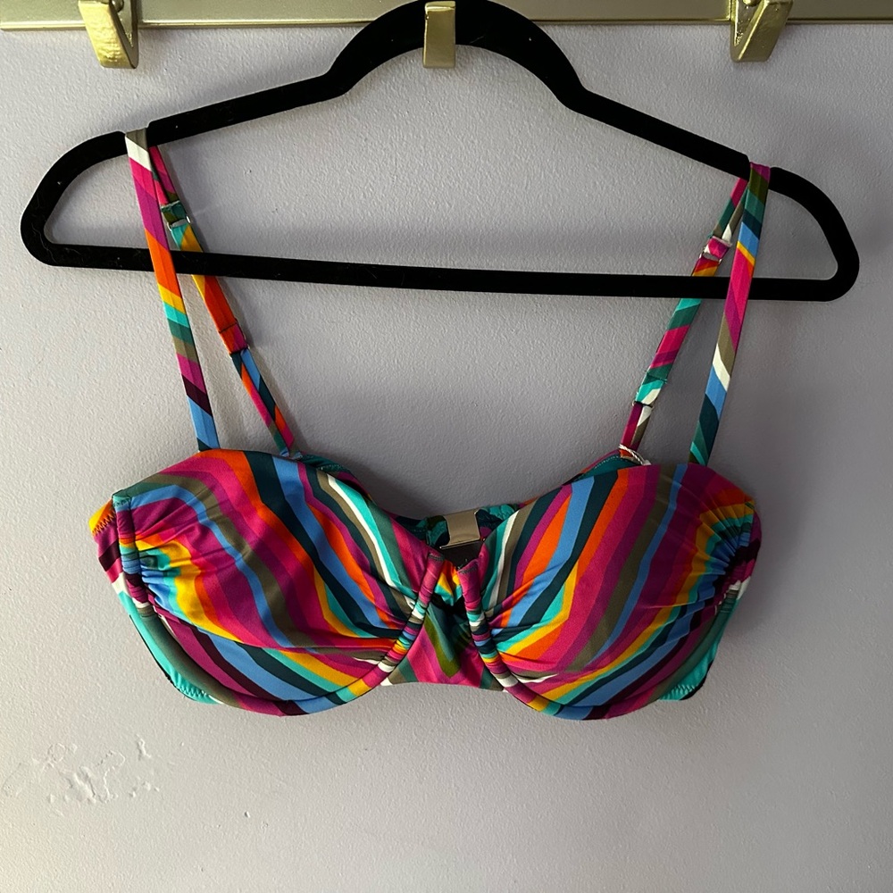 NWT Trina Turk Striped Bikini Top Size 14